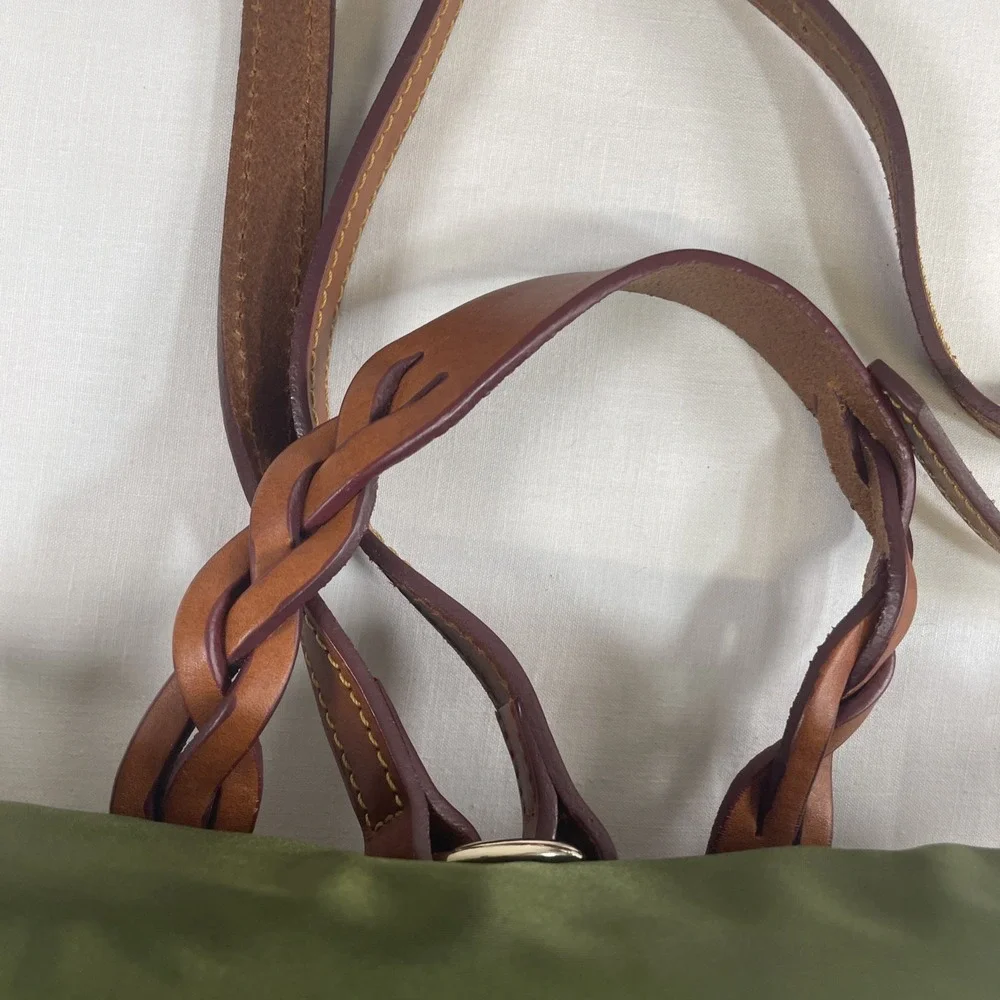 Dooney & Bourke Nylon Flap Backpack Style IN503 Army Green leather gold details